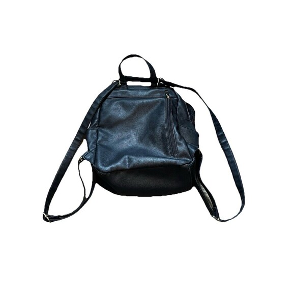 Faux Leather Zip Pocket Backpack, Women's Black/Gold - Picture 5 of 5